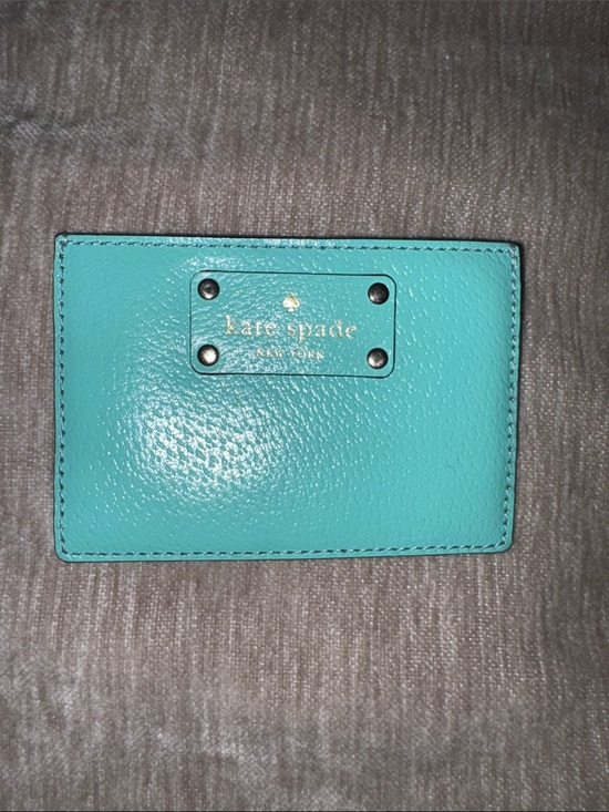 kate spade Accessories - kate spade New York turquoise leather card case with gold plaque